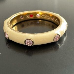 Vintage Enamel Hidalgo Stacking Ring with Pink CZs